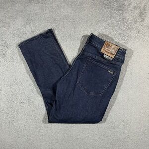 Volcom Solver Modern Straight Jeans Mens 33 Dark Wash Indigo Denim #3243